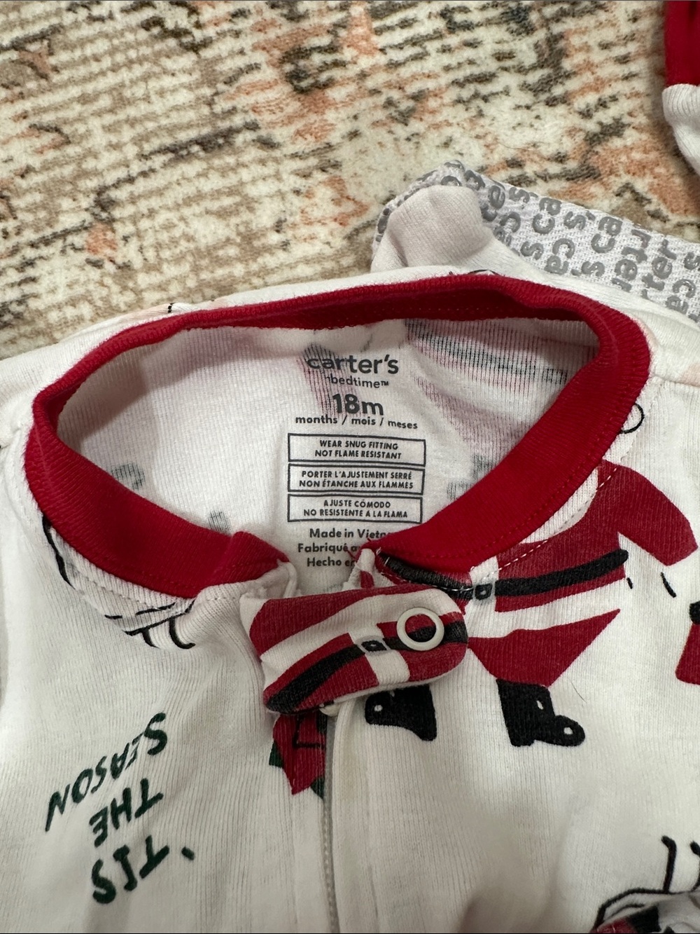 Carter's White Holiday Santa & Treats Footed One-Piece Pajamas - Picture 4 of 4